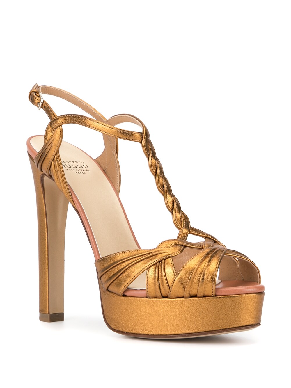 Gold high heel platform sandals - women